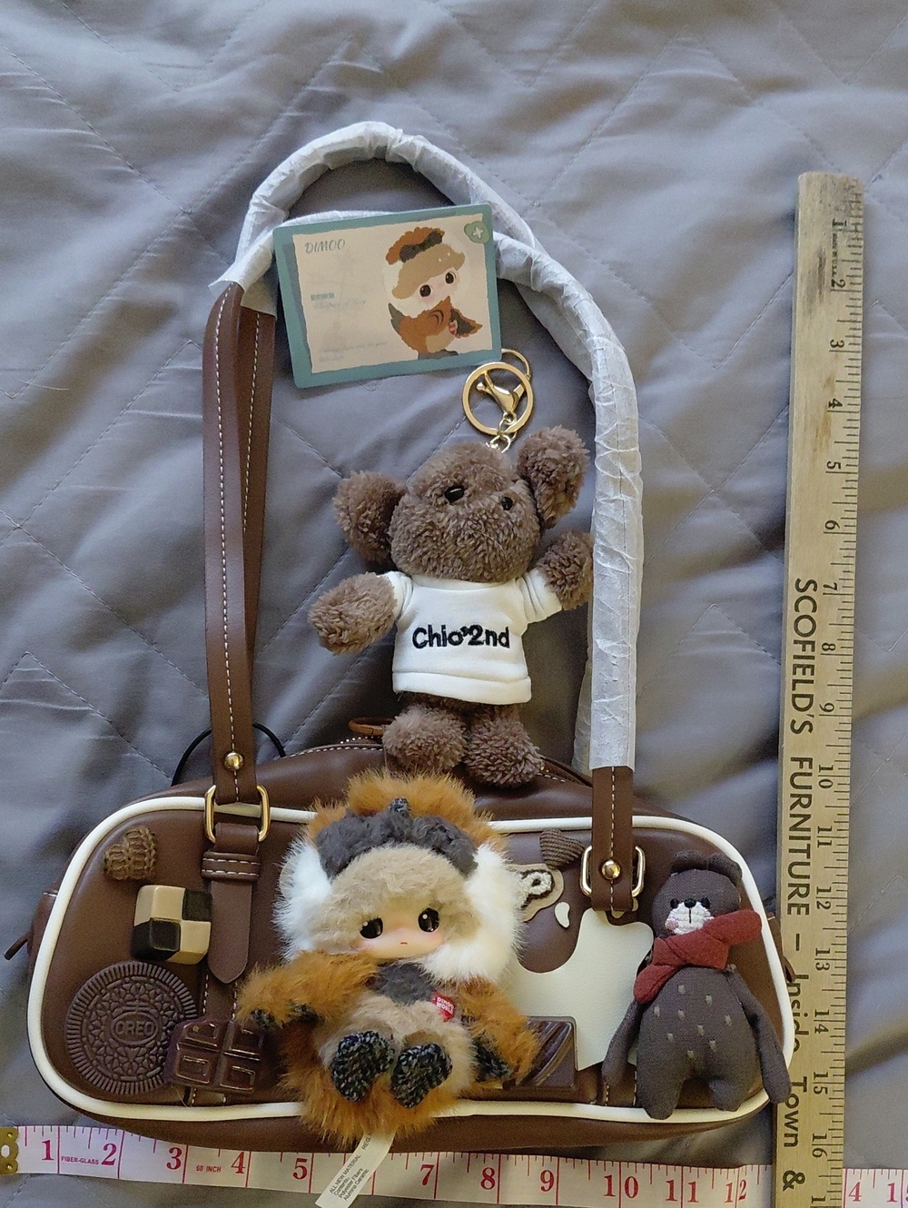 Pop Mart DIMOO Brown Shoulder Bag with Plushies & Chocolate Charming Accents